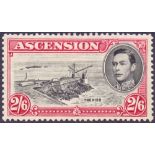 Ascension Tsamps: 1938 George VI 2/6 Black and Deep Carmine, perf 13 1/2,