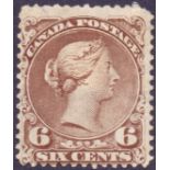 Canada Stamps : 1870 Queen Victoria 6c Yellow Brown, fine mounted mint,