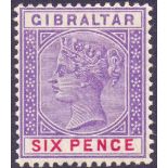 Gibraltar Stamps : 1898 Queen Victoria 6d Violet and Red,
