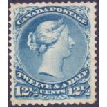 Canada stamps : 1868 Queen Victoria 12 1/2c Bright Blue, fresh lightly mounted mint ,