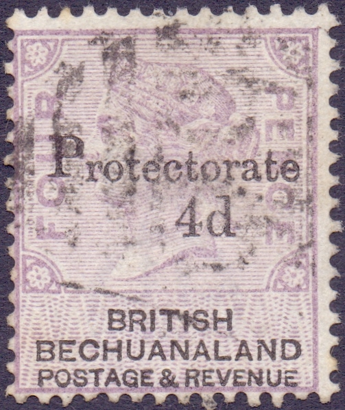 Bechuanaland stamps : 1888 Queen Victoria 4d on 4d Lilac and Black.