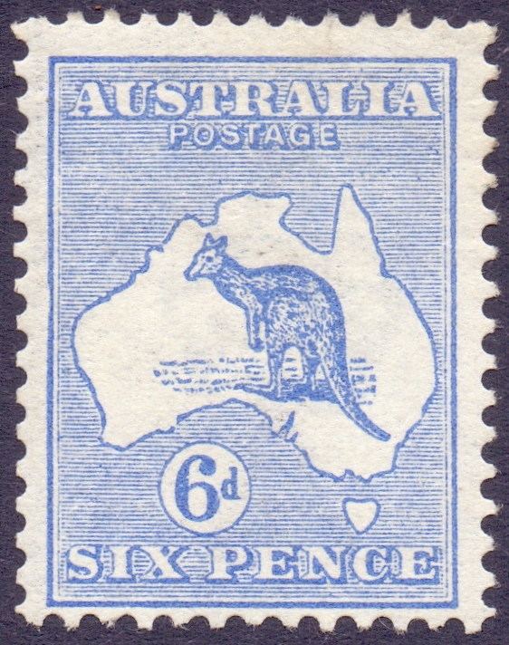 Australia Stamps : 1913 George V 6d Roo, Ultramarine,