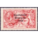 Ireland Stamps : 1927 George V 5/- Rose Carmine, fine mounted mint, small tone spot on reverse.