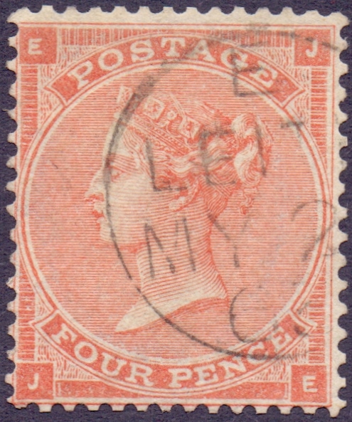 Great Britain stamps : 1862 4d Pale Red,