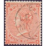 Great Britain stamps : 1862 4d Pale Red,