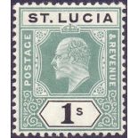 ST Lucia stamps : 1905 Edward VII 1/- Green and Black,