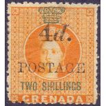 Grenada Stamps : 1881 Queen Victoria 4d Postage on 2/-,