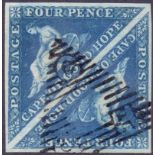 Cape of Good Hope Stamps : 1855 4d Blue Triangles, very fine used joined pair, light crease.