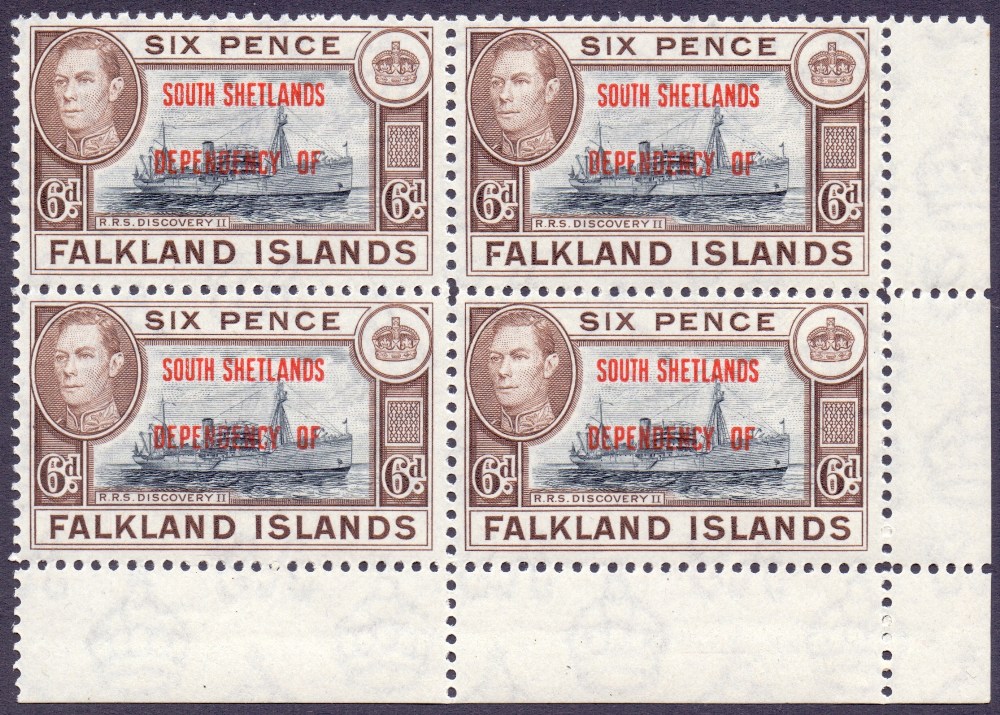 Falklands Stamps - South Shetland 1944 6d Blue Black and Brown,
