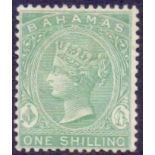 BAHAMAS STAMPS : 1863 QV 1/- Green,