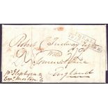 POSTAL HISTORY SHIP LETTER: DEAL, 1839 entire sent from the plantation at Parham Hill,