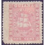 BRITISH GUIANA STAMPS : 1860 1c Pale Rose perf 12 ,