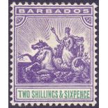 Barbados stamps : 1903 2/6 Violet and Green,