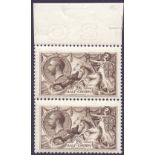 GREAT BRITAIN STAMPS : GB : 1913 2/6 Deep Sepia Brown, superb unmounted mint top marginal pair,