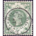 Great Britain Stamps : 1887 1/- Dull Green , very fine used cancelled by CDS,