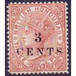 BRITISH HONDUROUS STAMPS : 1888 3c on 3d Chestnut Perf 14,