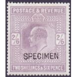 GREAT BRITAIN STAMPS : GB : 1902 2/6 Lilac SPECIMEN,