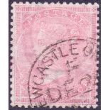 Great Britain stamps : 1855 4d Rose, superb used example cancelled by Tyne and Wear CDS.