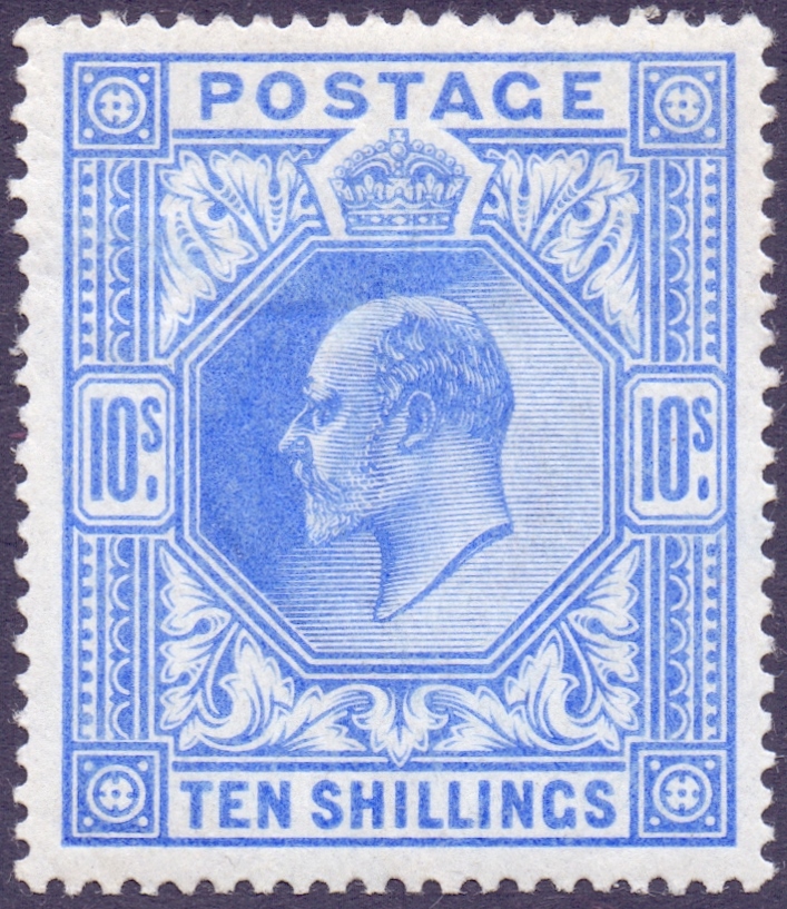 GREAT BRITAIN STAMPS : GB : 1902 10/- Deep Ultramarine,