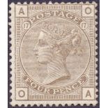 GREAT BRITAIN STAMPS : GB : 1880 4d Grey Brown plate 17,