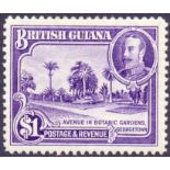 BRITISH GUIANA STAMPS : 1934 GV £1 Bright Violet,