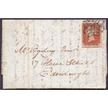 GREAT BRITAIN POSTAL HISTORY : 1843 entire wrapper from London to Edinburgh with 3 margin Penny red