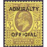GREAT BRITAIN STAMPS : GB : 1903 3d Dull Purple/Orange Yellow over printed ADMIRALTY OFFICIAL.
