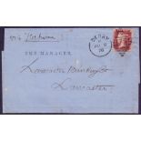 POSTAL HISTORY : IRELAND, 1876 wrapper from Derry to Lancaster, franked with a 1d red, plate no.