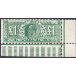 GREAT BRITAIN STAMPS : GB : 1911 £1 Deep Green Somerset House printing,