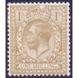 GREAT BRITAIN STAMPS : GB : 1913 1/- Very Pale Bistre Brown, lightly mounted mint .