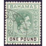 BAHAMAS STAMPS : 1943 £1 Blue Green and Black,