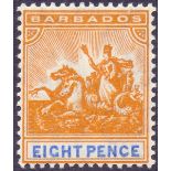 Barbados stamps: 1905 5d Orange and Ultramarine,