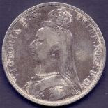 COINS : 1889 Great Britain Silver Crown, very good condition in plastic capsule.