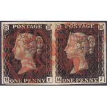 GREAT BRITAIN STAMPS : PENNY BLACK : Plate 6 intense shade (HI-HJ) very fine four margin horizontal