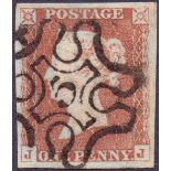 GREAT BRITAIN STAMPS : GB : 1841 1d Red, four margin example cancelled by No 5 in MX.