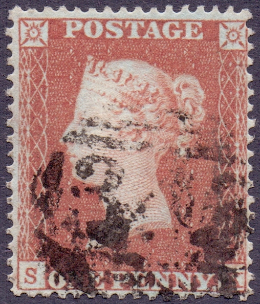 GREAT BRITAIN STAMPS : GB : 1850 1d Red plate 96 (SK),