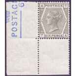 GREAT BRITAIN STAMPS : GB : 1874 6d Grey plate 13,
