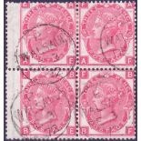 GREAT BRITAIN STAMPS : GB : 1872 3d Rose plate 8 fine used block of four SG 103 Cat £425