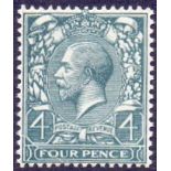 GREAT BRITAIN STAMPS : GB : 1913 4d Grey Green,