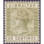 Gibraltar Stamps : 1889 Queen Victoria 20c Olive Green and Brown,