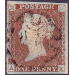 GREAT BRITAIN STAMPS : 1841 1d Red Brown from Black Plate 9 (AK state 2) .