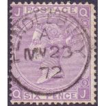 GREAT BRITAIN STAMPS : 1867 6d Mauve Plate 9,