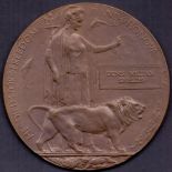 WWI "Death Plaque/Penny" in original case, Denis William Shields.