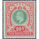 STAMPS : NATAL 1908 10/- Green and Red/Green,