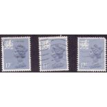 GREAT BRITAIN STAMPS : 1986 Wales 17p grey blue TYPE II, three used examples,