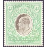 STAMPS : British East Africa 1907 4r Grey and Emerald Green,