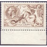 GREAT BRITAIN STAMPS : GV 1915 2/6 Pale Brown (worn plate), superb unmounted mint lower marginal.