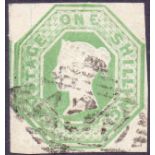 GREAT BRITAIN STAMPS : 1847 1/- Pale Green Embossed,