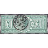 GREAT BRITAIN STAMPS : 1891 £1 Green (HD),