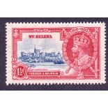 STAMPS : 1935 SILVER JUBILEE, St Helena 1 1/2d with "diagonal line by turret" variety, lightly M/M,